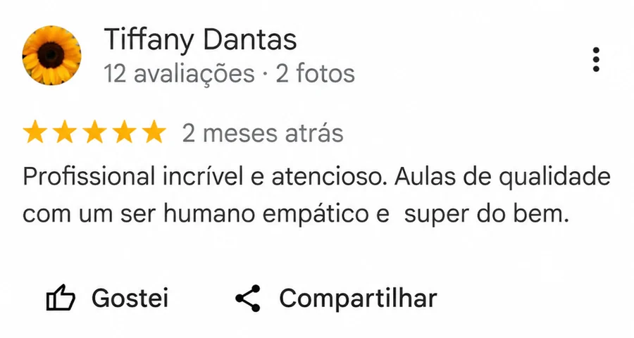 Avaliação de Tiffany Dantas no Google