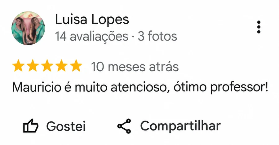 Avaliação de Luisa Lopes no Google