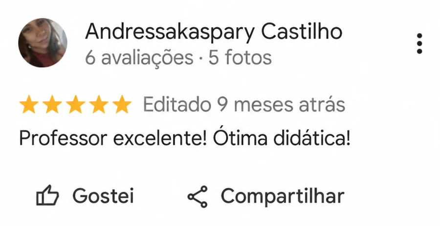 Avaliação de Andressakaspary Castilho no Google