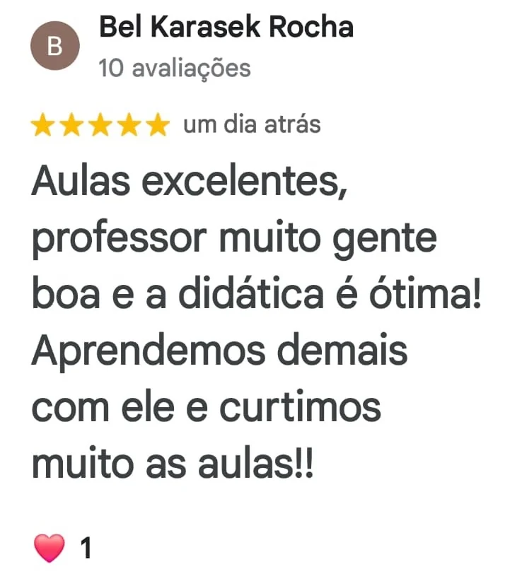 Avaliação de Bel Karasek Rocha no Google