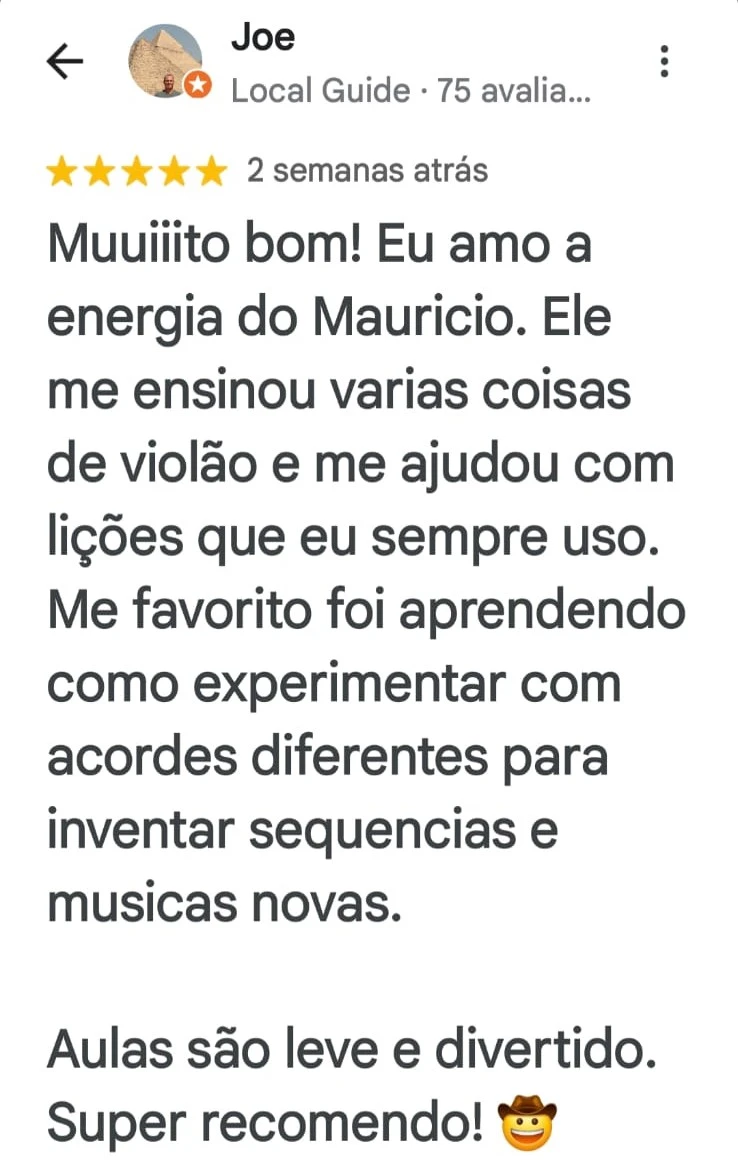 Avaliação de Joe no Google