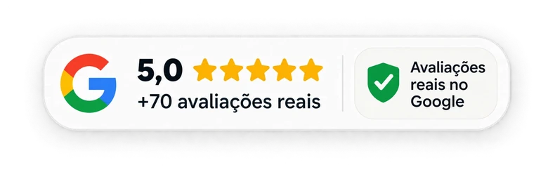 Nota 5 no Google com mais de 70 avaliações reais