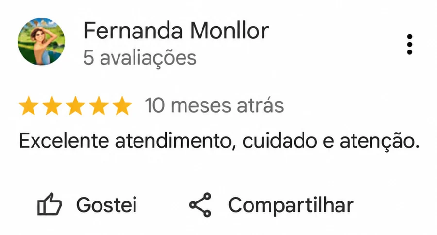 Avaliação de Fernanda Monllor no Google